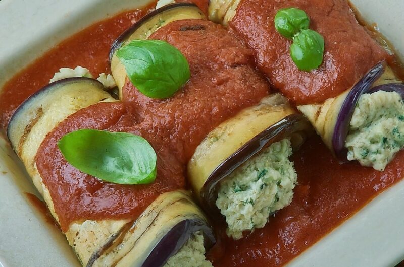 A Vegan Eggplant Rollatini with Cashew Ricotta Filling